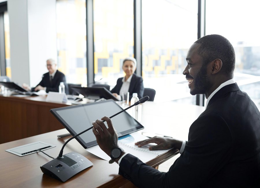 Boardroom with professional meeting equipment